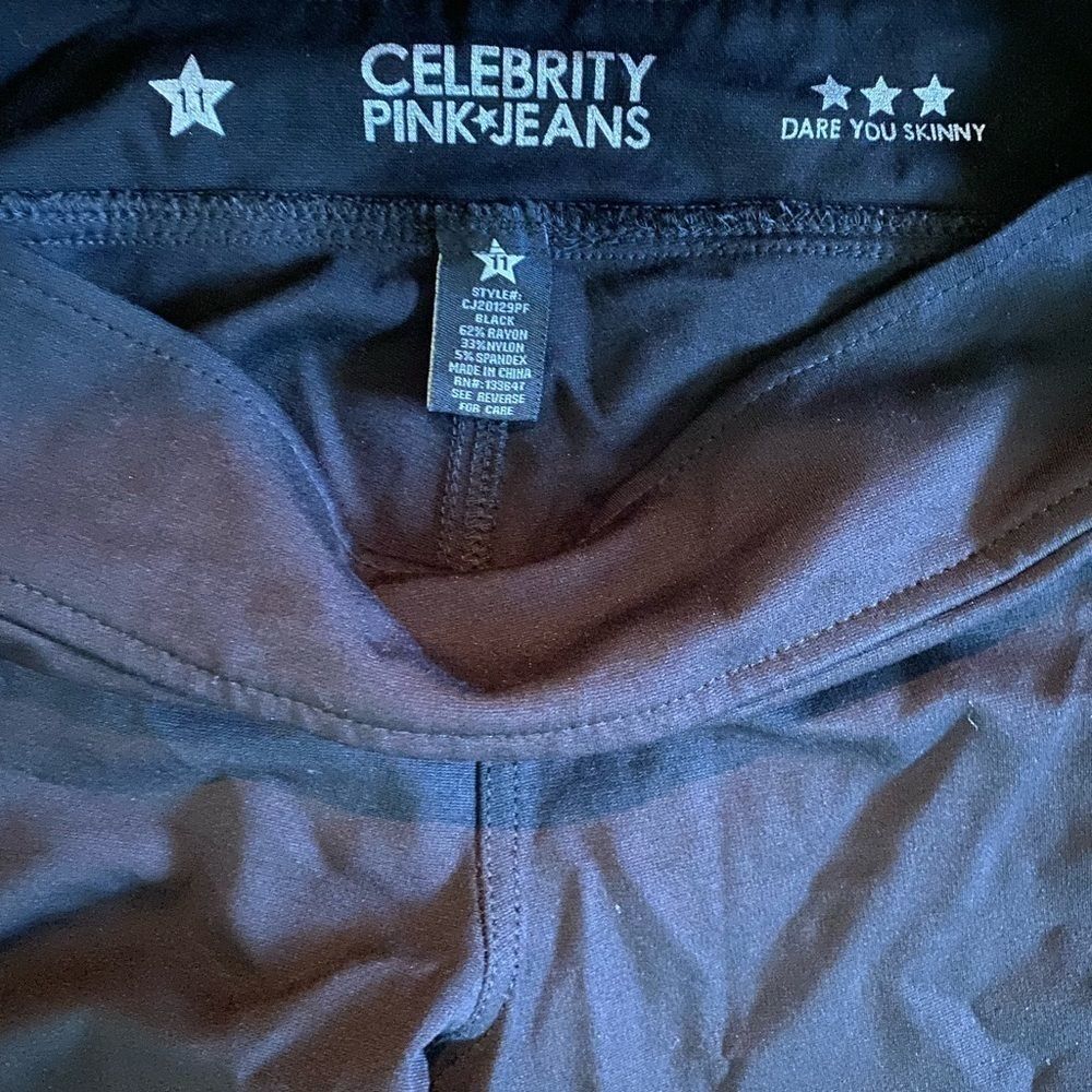 Celebrity Pink jeans Size 11, juniors Faux leather side leggings - Picture 3 of 5